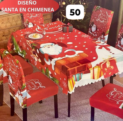 Set de 7 piezas (6 Fundas + 1 Mantel) Navideños