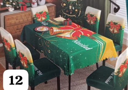 Set de 7 piezas (6 Fundas + 1 Mantel) Navideños
