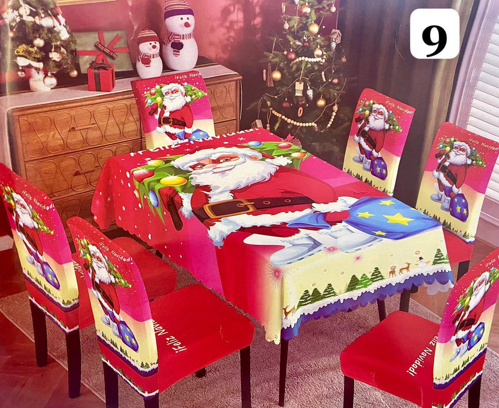 Set de 7 piezas (6 Fundas + 1 Mantel) Navideños