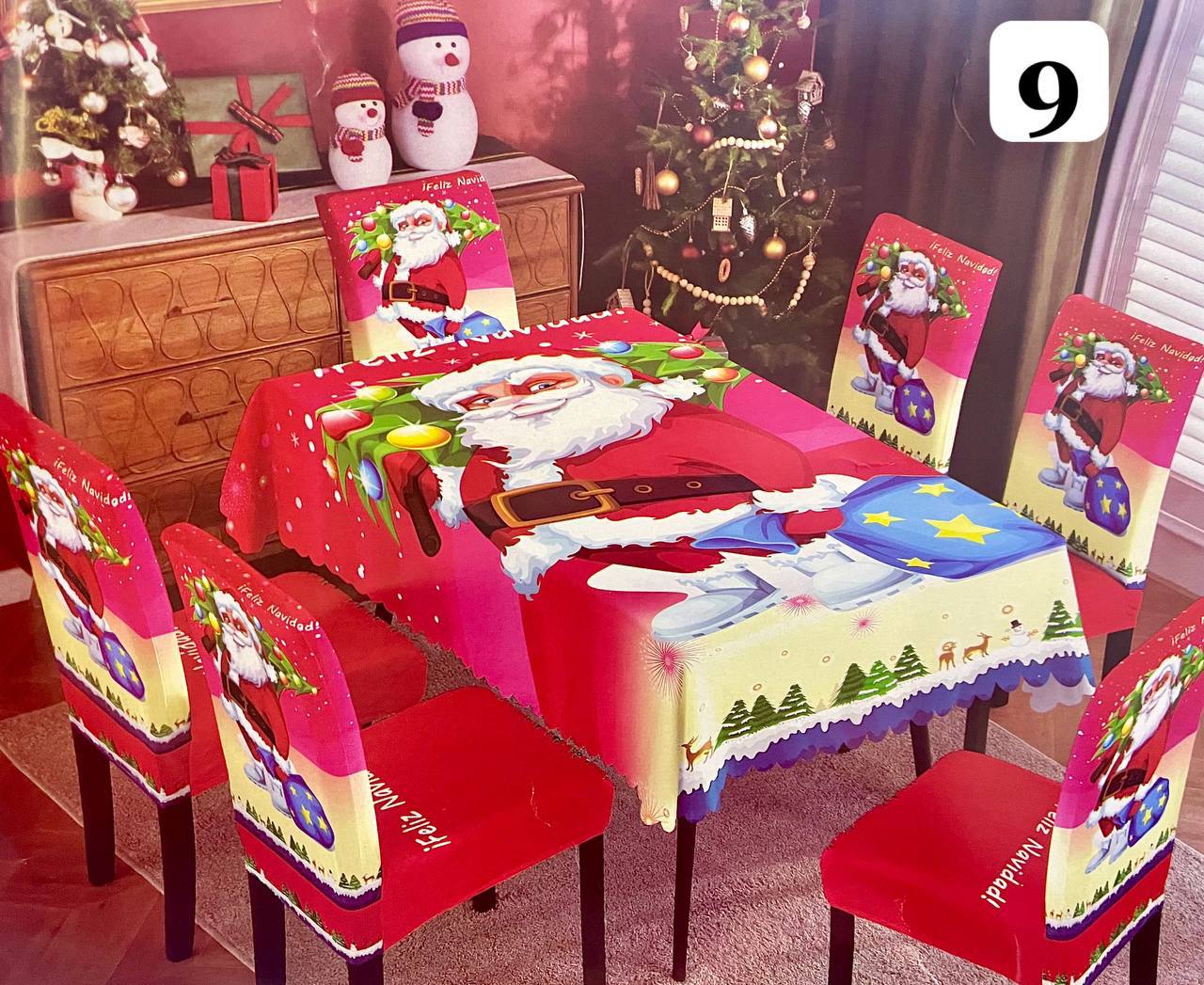 Set de 7 piezas (6 Fundas + 1 Mantel) Navideños