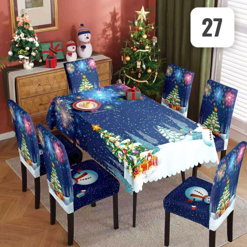 Set de 7 piezas (6 Fundas + 1 Mantel) Navideños