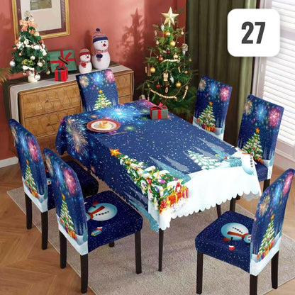 Set de 7 piezas (6 Fundas + 1 Mantel) Navideños