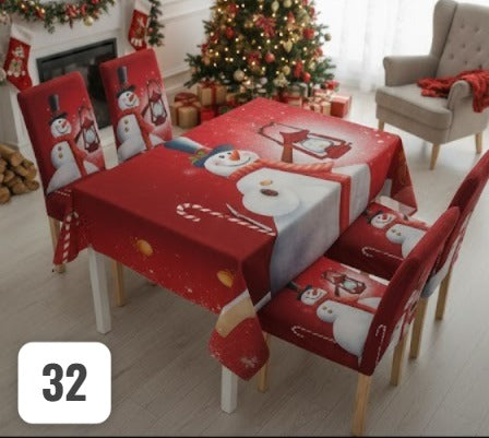 Set de 7 piezas (6 Fundas + 1 Mantel) Navideños