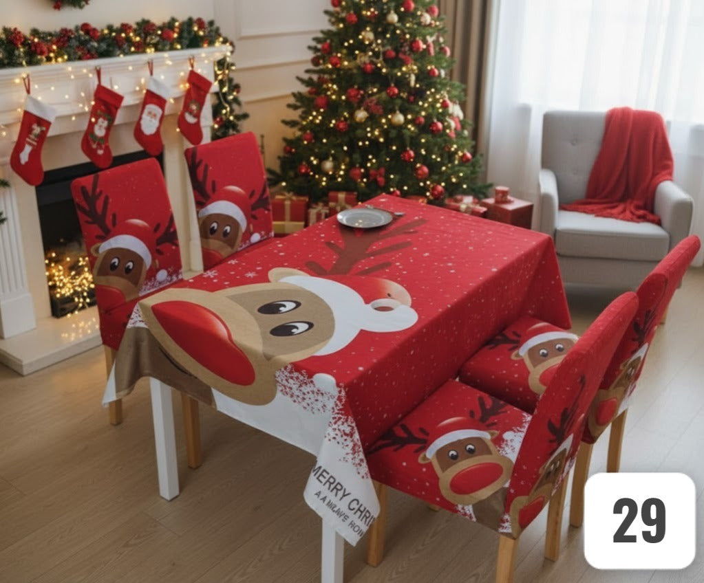 Set de 7 piezas (6 Fundas + 1 Mantel) Navideños