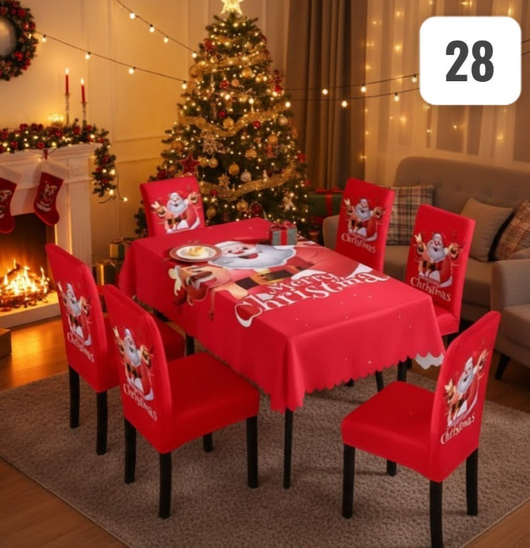 Set de 7 piezas (6 Fundas + 1 Mantel) Navideños
