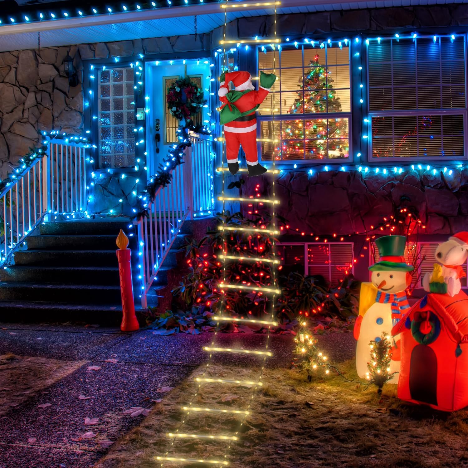 PAPA NOEL ESCALADOR LUCES DE ESCALERA NAVIDEÑA