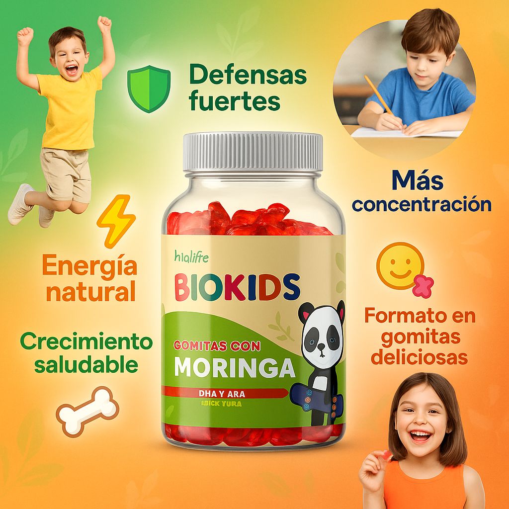 Biokids Moringa® |Defensas, energía y concentración para el crecimiento de tus hijos| - FraDa Store